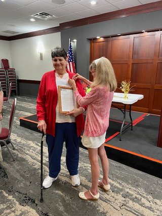 June Banquet Mary Osterhout receives 50 year pin from Kathy Croft