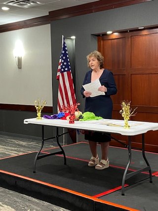 June Banquet Bernadette speaks as outgoing co-president