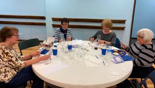 Wineglass painting at meeting Feb 2023